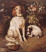 William Strutt, Dogs with Flowers and game